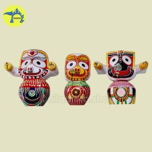 Stunning Wooden Lord Jagannath, Balabhadra & Subhadra Idol for Puja_Main Image